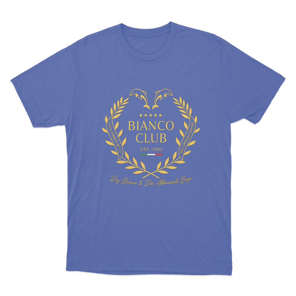 Bianco Club Unisex T Shirt Blue Bianco Club Unisex T Shirt Blue